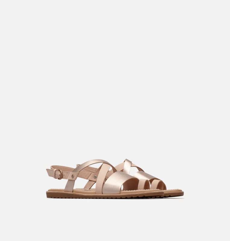 Sandalias Sorel Mujer - Ella™ Criss Cross Flat Beige/Marrones - 63904-LBTW